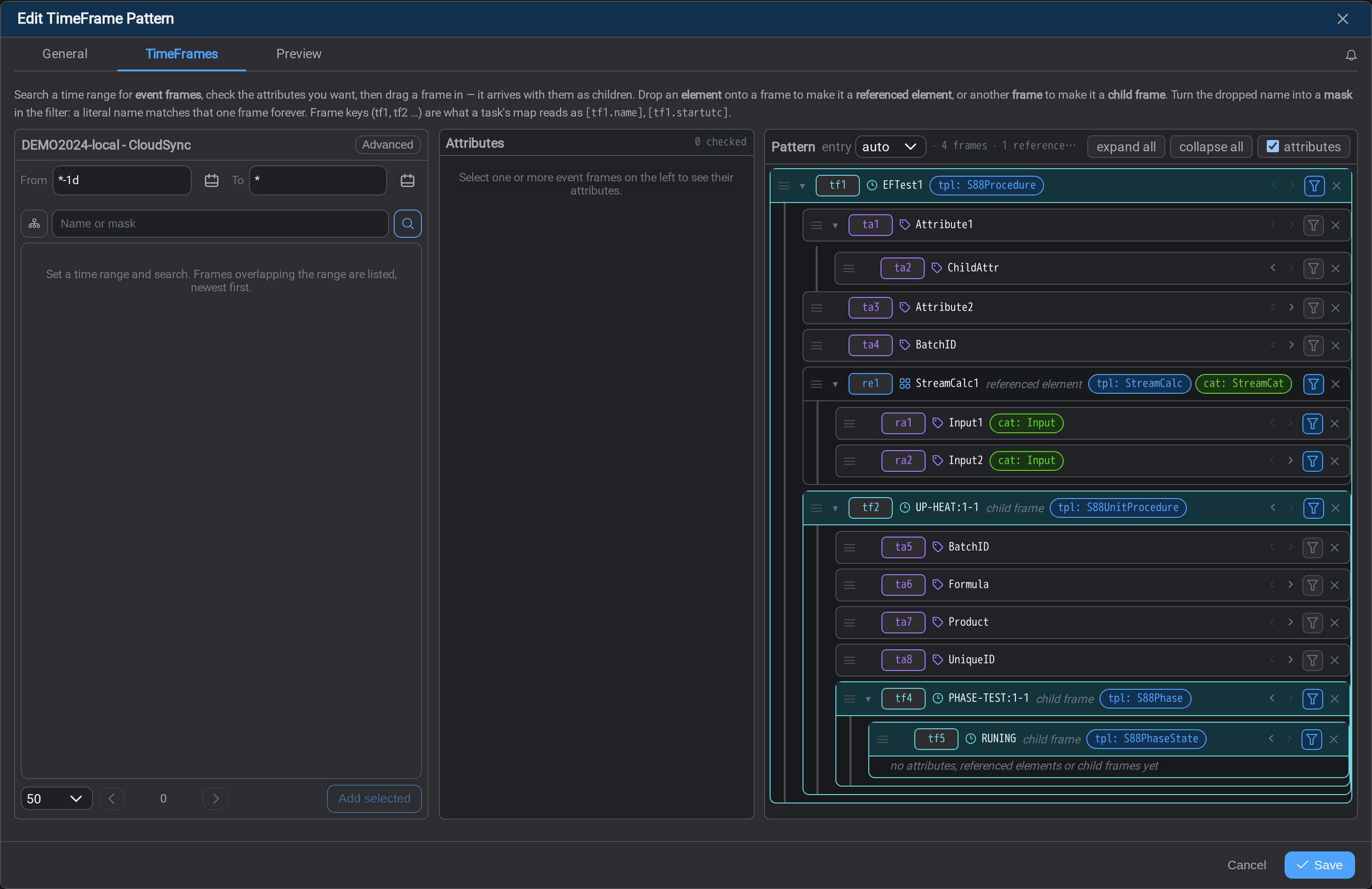 The TimeFrame pattern builder