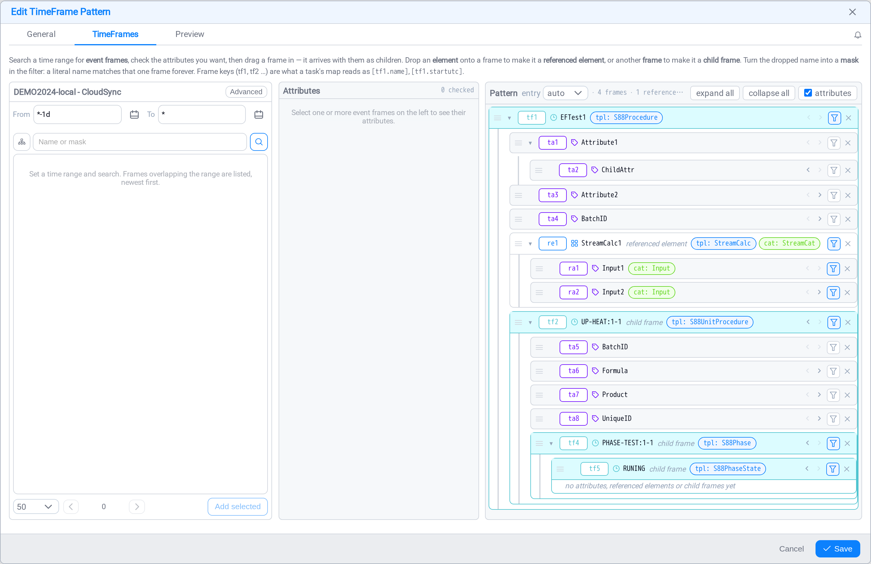 The TimeFrame pattern builder