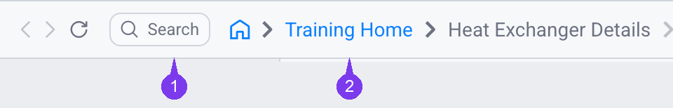 Top-bar navigation: Search and breadcrumb