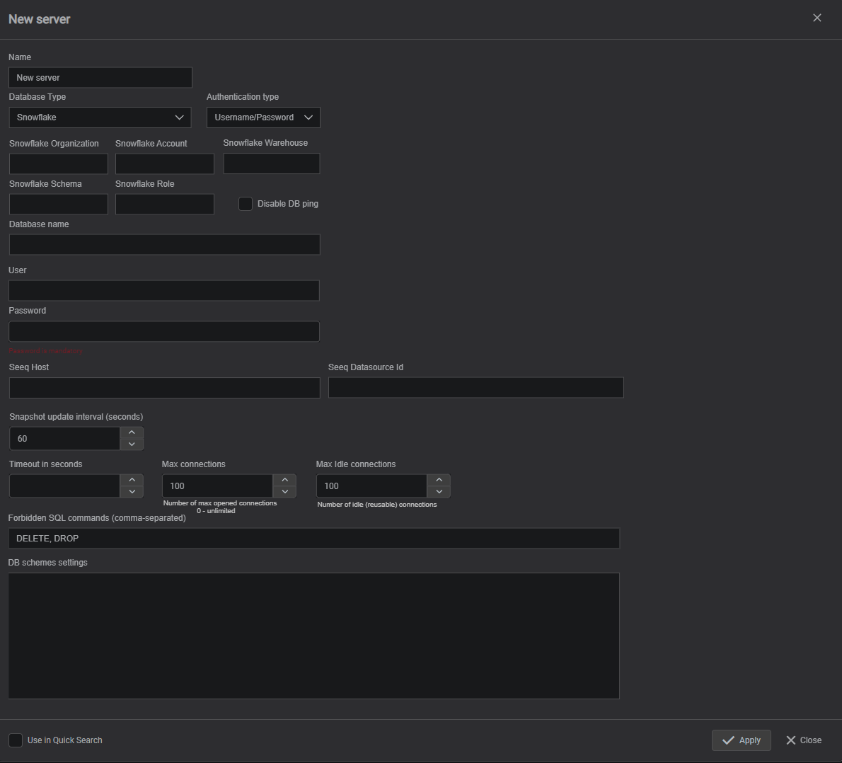 username/password authentication