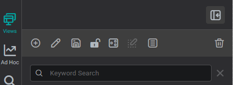 Views panel toolbar showing action icons and keyword search bar
