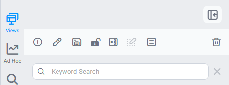 Views panel toolbar showing action icons and keyword search bar