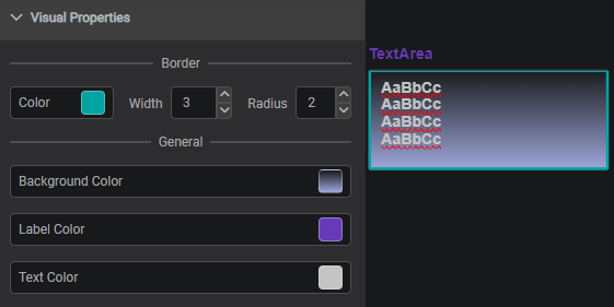 Text Area Component: Visual Properties