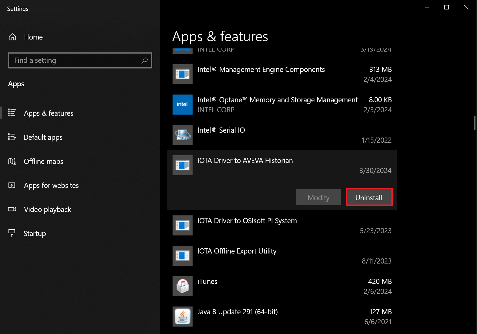 uninstall apps